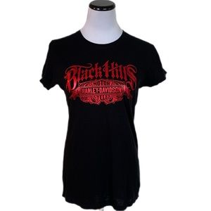 Harley-Davidson Womens SZ S Black/Red “Black Hills” South Dakota Logo T-Shirt